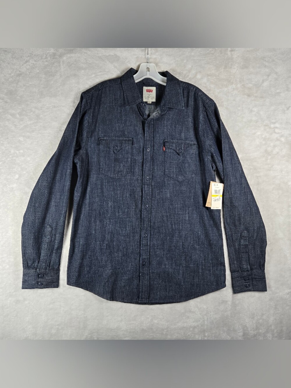 Levi's Denim Button Up Long Sleeve Mens Size Medium Dark Blue Western NWT